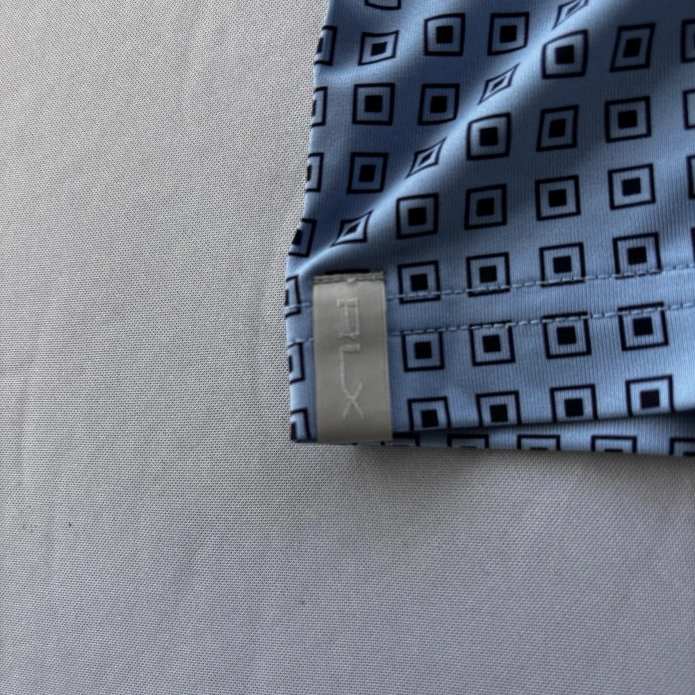 RLX Ralph Lauren‎ PGA Ocean Course Blue Geo Print Golf Polo Shirt Men's M